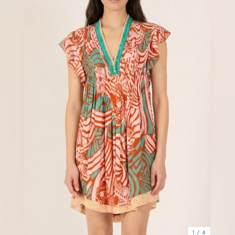 NWT Poupette St. Barth Chiara dress in Brick Japonism